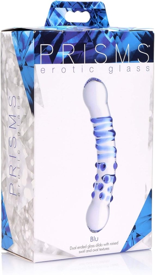 Consolador de vidrio de doble extremo, azul