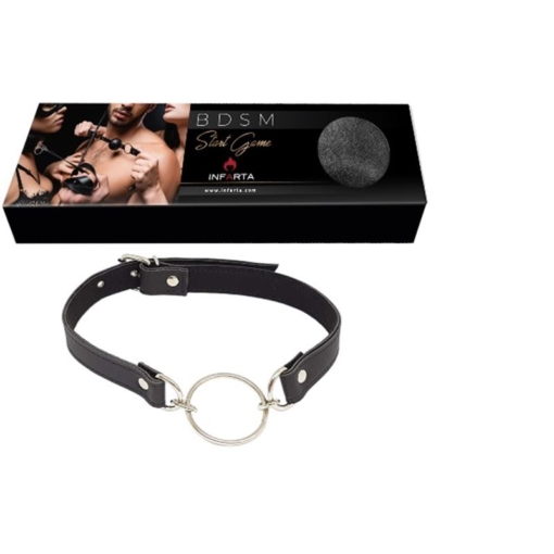 Mordaza Con Argolla De 4Cm - Eco Cuero Negro